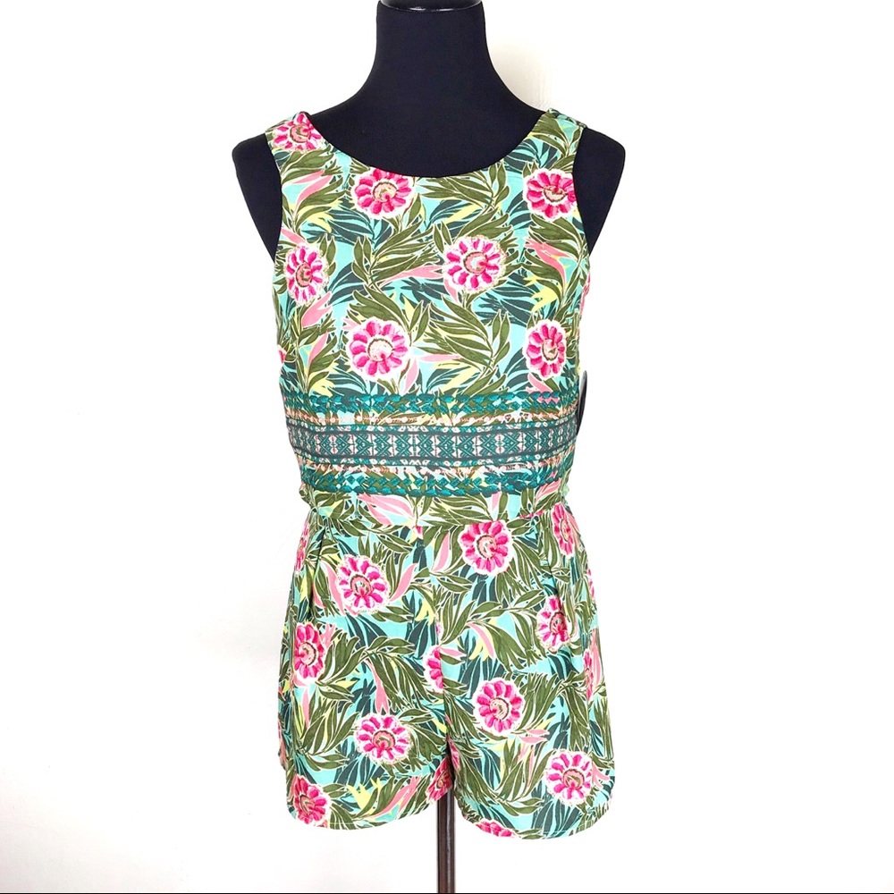 BEBOP Women's Short Jumper Tie Back Tropical NWT